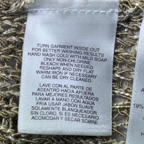 Jones New York crochet/ loose knit open front shirt sleeved cardigan tan size XS - Picture 6 of 7